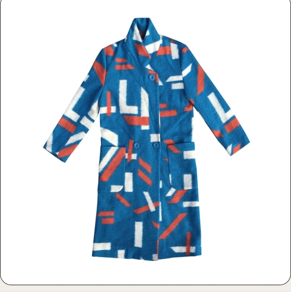 KURT LYLE Bright Blue VERONICA Confetti Coat in OSAKA Size S